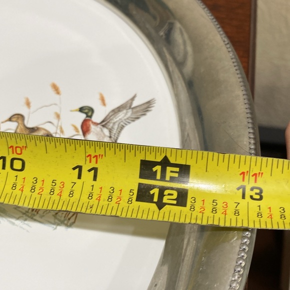 Vintage, Revere, Pewter Rimmed Serving Tray with Ducks - Picture 8 of 10